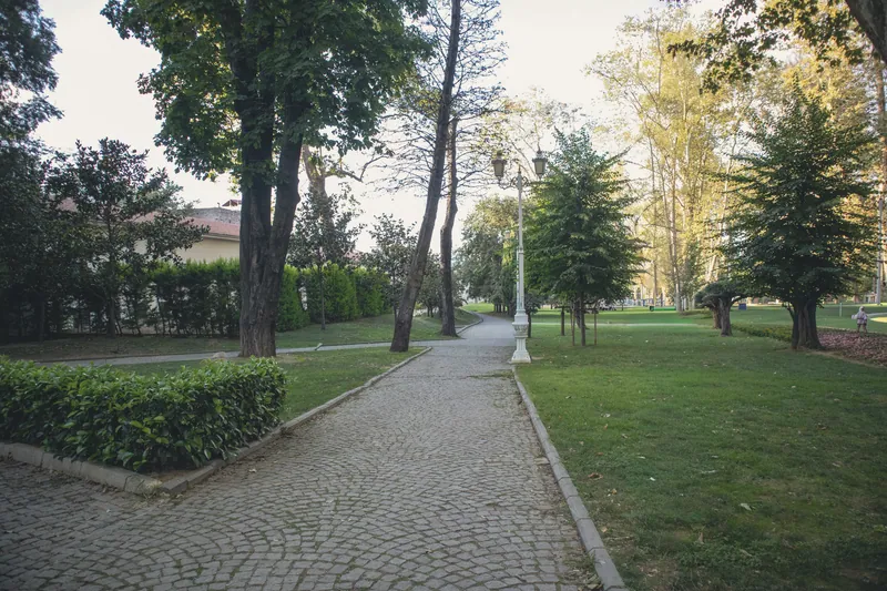 Alee în parc, imagine de referință pentru grădinile ansamblului